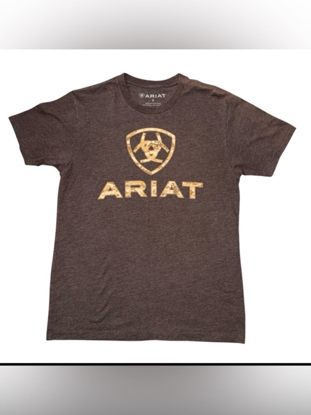 Ariat Men’s Brown Camo Logo Graphic T-Shirt Size Small Western Casual Tee